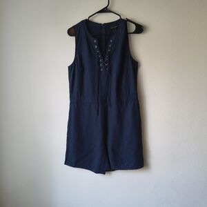 Banana Republic Navy Blue Lace Up V-Neck Romper Womens Size 6  Shorts Jumper